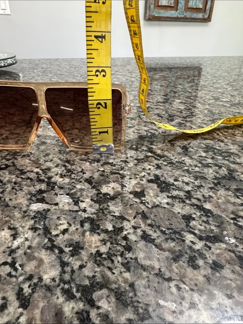 Oversized Square Gradient Sunglasses - Amber Frame, Brown Lenses